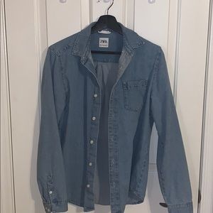 New Men’s Zara denim button up shirt